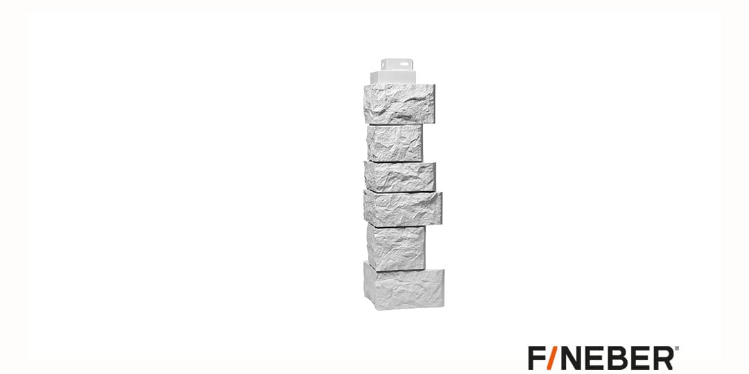 Наружный угол FineBer Камень дикий мелованный белый