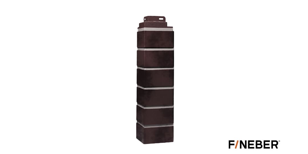 Наружный угол FineBer Кирпич клинкерный 3D коричнево-черный